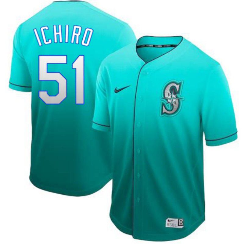Men Seattle Mariners #51 Ichiro Green Nike Fade MLB Jersey->seattle mariners->MLB Jersey